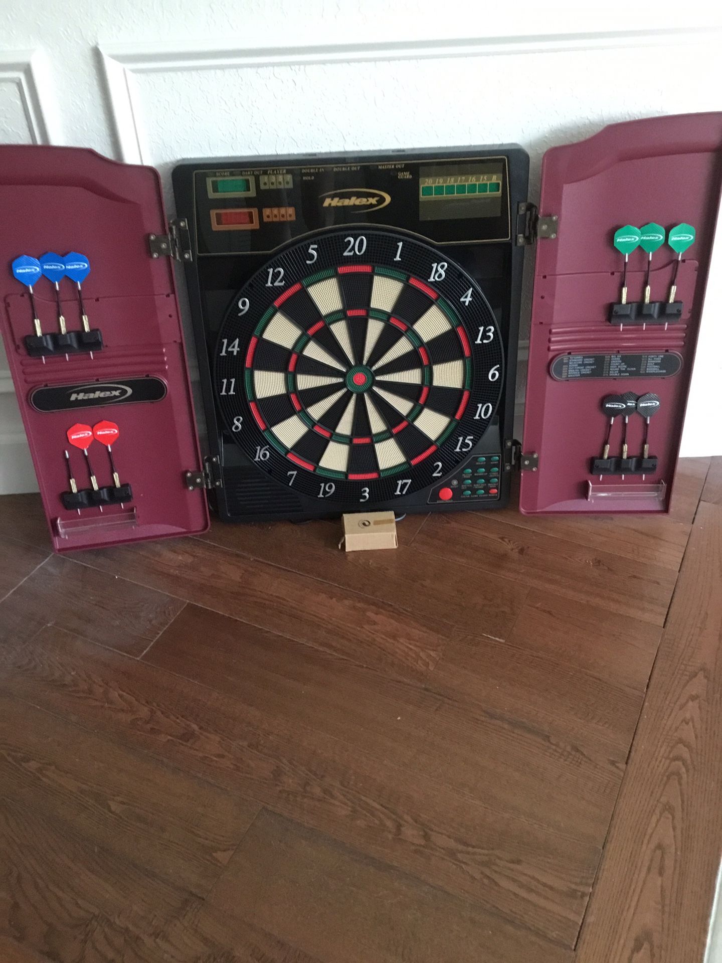 Halex Electronic Dart Board With Cabinet
