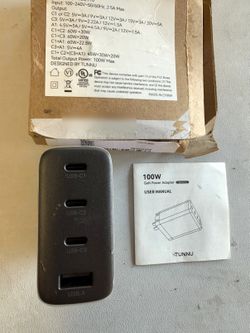 TUNNU 100W GaN USB C Charger 4-Port Fast Charging Block