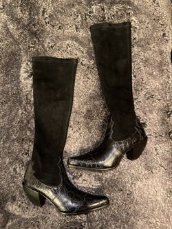 DONALD J. PLINER WESTERN COUTURE SUEDE GATOR LEATHER BOOT - Size 8M