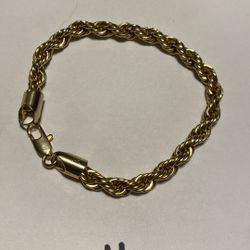 8” 14k Plated Rope Bracelet