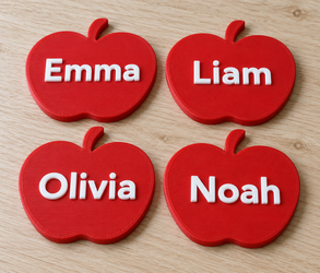 Personalized Apple Place Names, Set of 4, Fall Table Decor, Custom Colors
