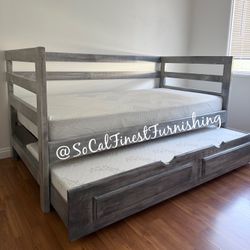 Twin Bed And Trundle With Mattresses 
