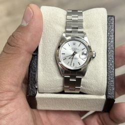 Rolex Date Ladies 69160 Silver Dial Stainless Steel Box Papers 1999