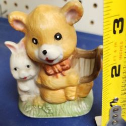 Bear & Bunny Figurine Ceramic 