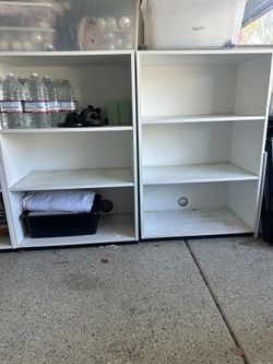 Two Shelf Units Shelving, White Wood For Tier Adjustable