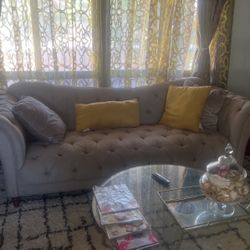 Fancy Tan Sofa And Love Seat With Pillows 