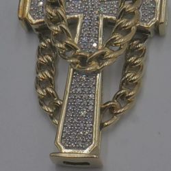 10KT YELLOW GOLD PENDANT CROSS 8.1 GRAMS WITH 108 DIAMONDS 0.43 TOTAL DIAMONDS . 875591-2. 