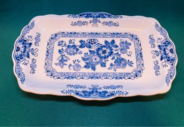 Vintage beautiful blue and white serving tray by Nikko