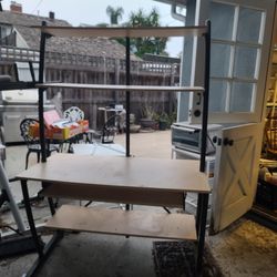 Desk With 3 Shelves And Pull Out Keyboard Long Beach