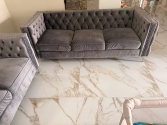 Grey Suede Couch Set