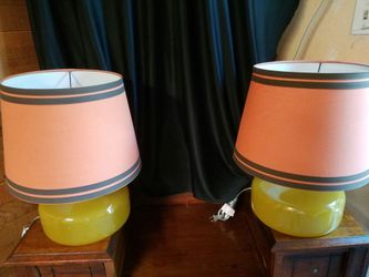 2 yellow modern Glass lamps
