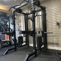 PRO SERIES Ultimate Half Rack Functional Trainer w/Smith Machine Bar | 320lb Stack | Gym Equipment | Fitness | Commercial | Squat Rack 