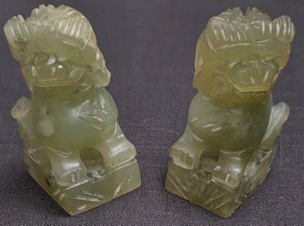 Vintage Chinese Carved  Jade Foo Dog Lion Figurine 3"