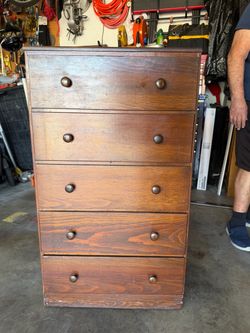 Five dresser drawer hutch