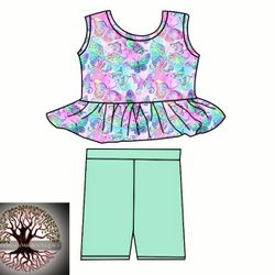 Holographic butterfly 🦋 bamboo two Piece biker Shorts Set (size 2t)