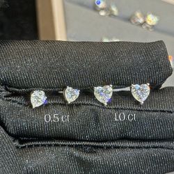1.0ct Stud Earrings MOISSANITE Diamond Women/M-1en Earrings Heart Shape Cut Push Back Pass Diamond Tester