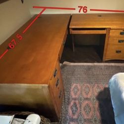 Corner L Shaped  Desk In Wood 