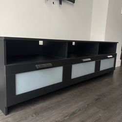 Modern black TV stand with storage