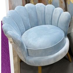 Baby Blue Velvet Shell Accent Chair