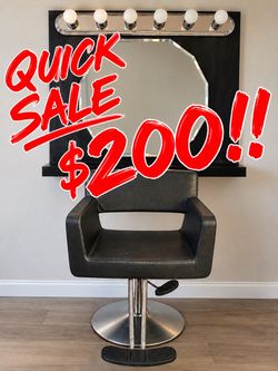 Salon Styling Chair with Vanity Mirror Station