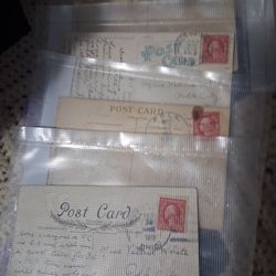 Red 2 cent stamps on Post cards 1900's