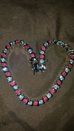 5.25ctw 14k White Gold Filled, Beautifully created Pink and White Sapphire Tennis Bracelet