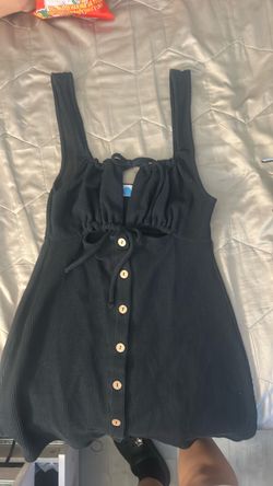 Black Corduroy Button-Front Mini Dress