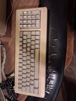 working vintage 1980s Apple Macintosh setup. Everything powers on
