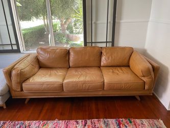 Article Timber 90" Leather Sofa - Charme Tan