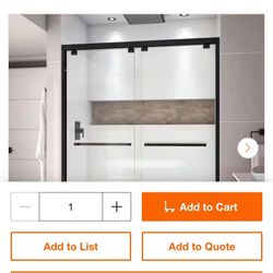 Encore 56 in. to 60 in. W x 76 in. H Sliding Semi Frameless Shower Door in Matte Black