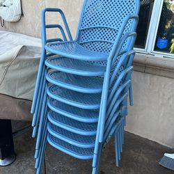 Chairs Steel Stacking -Color: light blue ,Number of Items:8 Pack $350 Or Best Offer