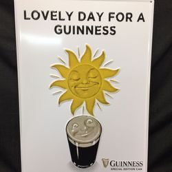 Tin sign Guinness Lovely day sun & Black and Tan 20”x14” New