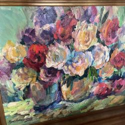 Hand Oil Painting Flowers Larger 