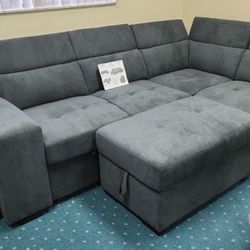 Grey Sofa Sleeper Sectional 🔥buy Now Pay Later 