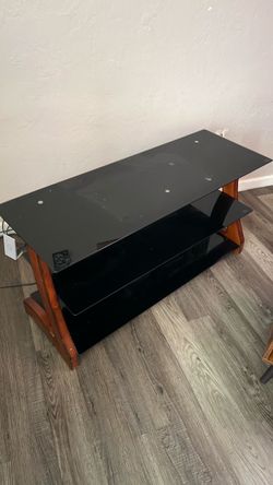 3-Tier Glass TV Stand with Wood Frame