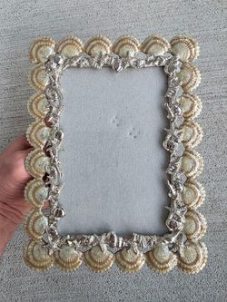Coastal Seashell Photo Frame 4x6 Beach Nautical Shoreline Silver Shell Decor