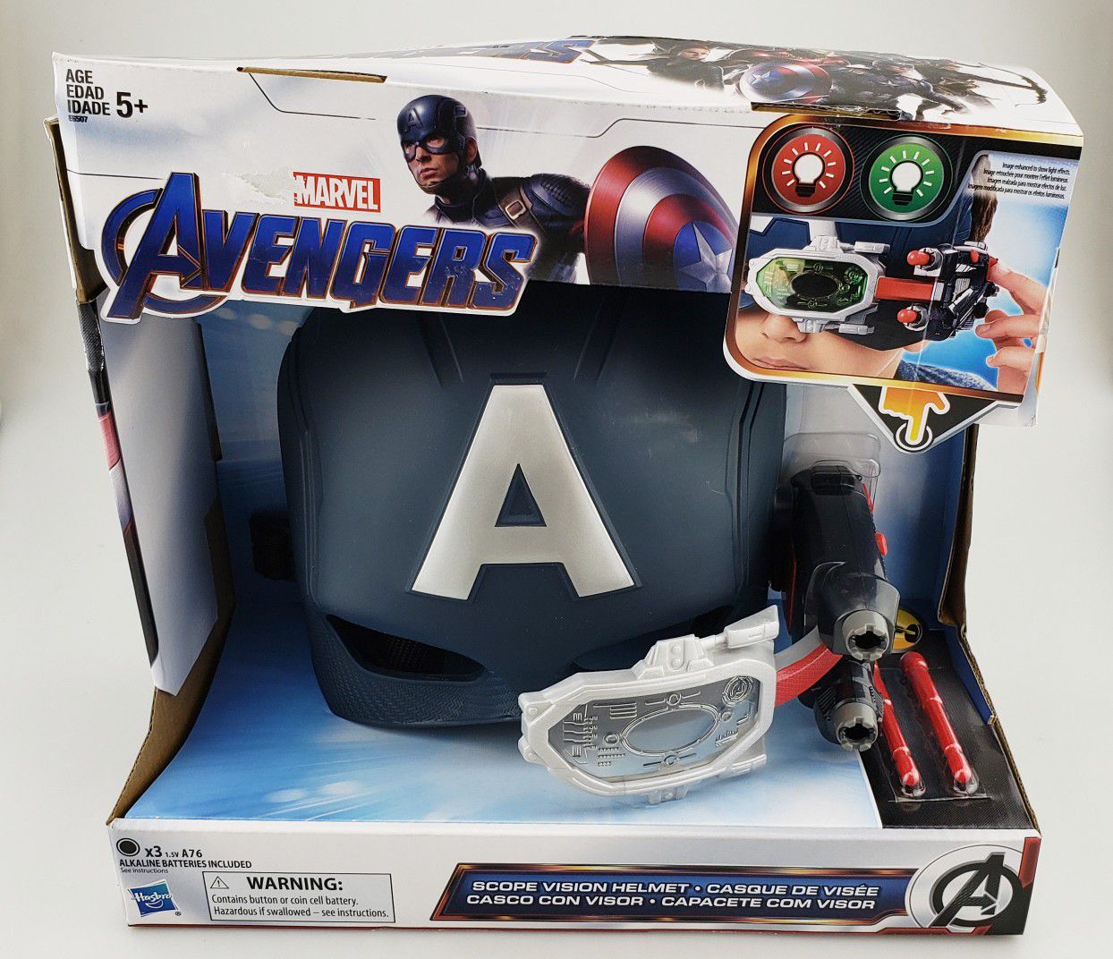 Hasbro Marvel Avengers Captain America Scope Vision Helmet w/ 2 Color Lights New (75363)