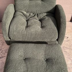 Olive Green Recliner With Ottoman With Storage 