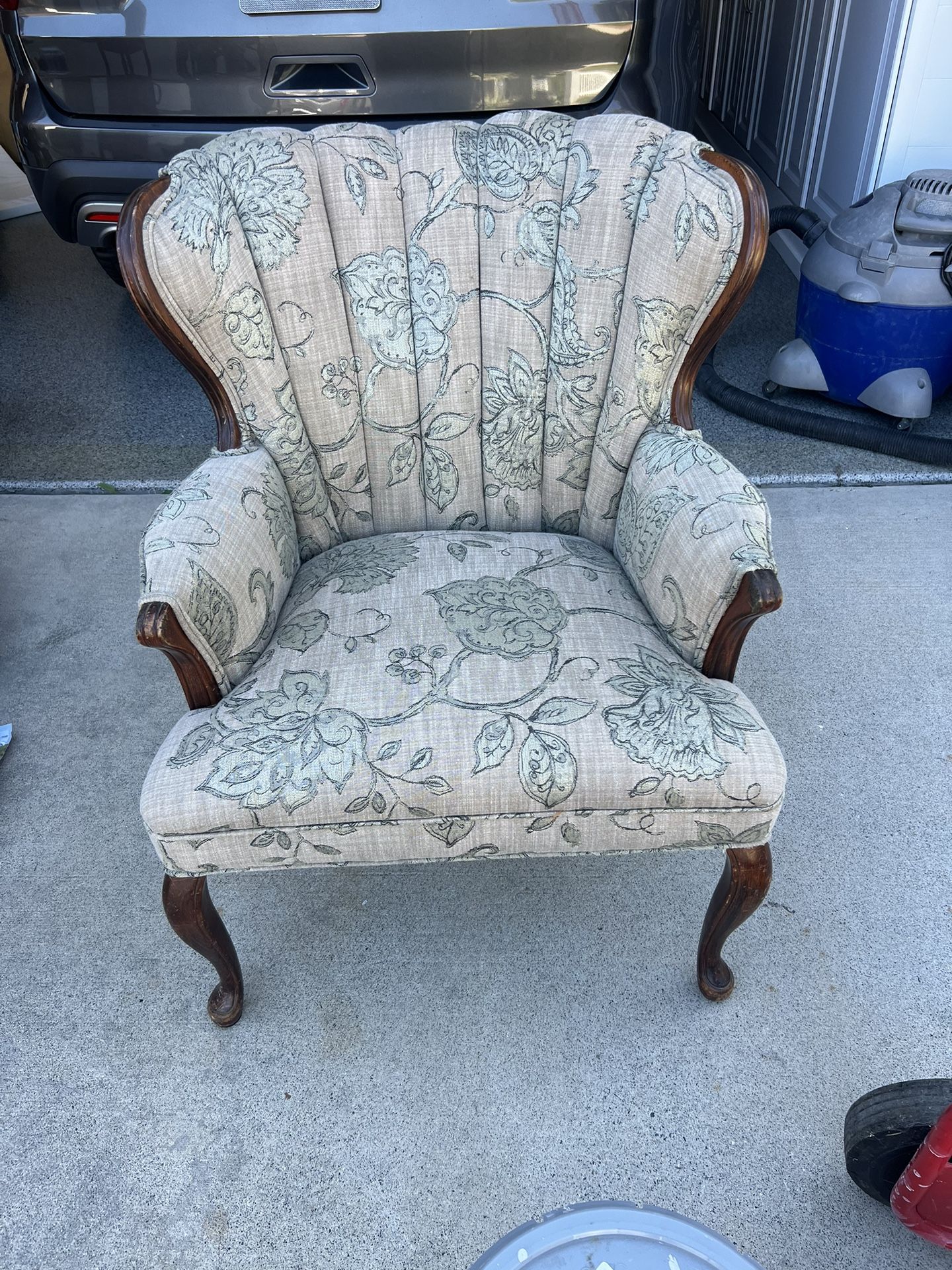 Gray And Blue Upholstered Chair