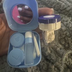 Contact Lens Case Kit with Mirror Durable, Compact, Portable Soak Storage Kit