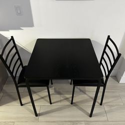 Dining Table with 2 Chairs – Modern Black Set