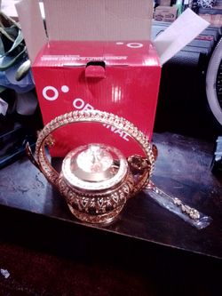 Ornate Gold Decorative Teapot with Tray