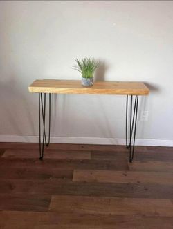 Real Wood Console Table, Hairpin Legs, Live Edges, Entryway Table