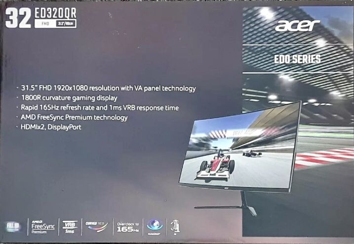 Acer 32" Curved 1920x1080 HDMI DP 165hz 1ms Freesync HD LED Gaming Monitor
