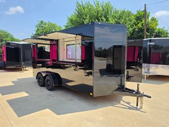 2026 New 7x16 TA Screwless Enclosed Vending Trailer | Blackout | Spoiler Package | 30 amp electric pkg. | 7' interior | .08 polycor | 1164 (Black)