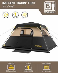 C419 $85  FanttikOutdoor 4 Person Instant Tent for Camping Setup in 60s Camping Tent with Rainfly & Windproof, Portable Instant Cabin Tent with Carry 
