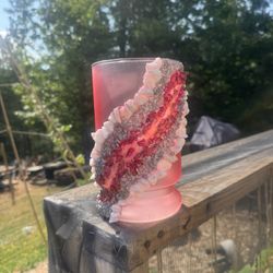 Pink And Silver Geode Vase