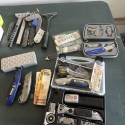 Utility Knife Tool Lot Box Cutters Sharpener Scrapers Blades Irwin Craftsman Husky Kobalt 