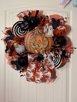 Handmade Halloween Deco Mesh Wreath