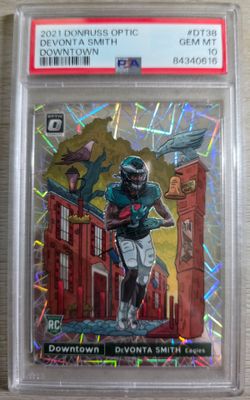 ROOKIE 2021 DeVonta Smith Donruss Optic Downtown Lazer PSA  GEM MINT 10